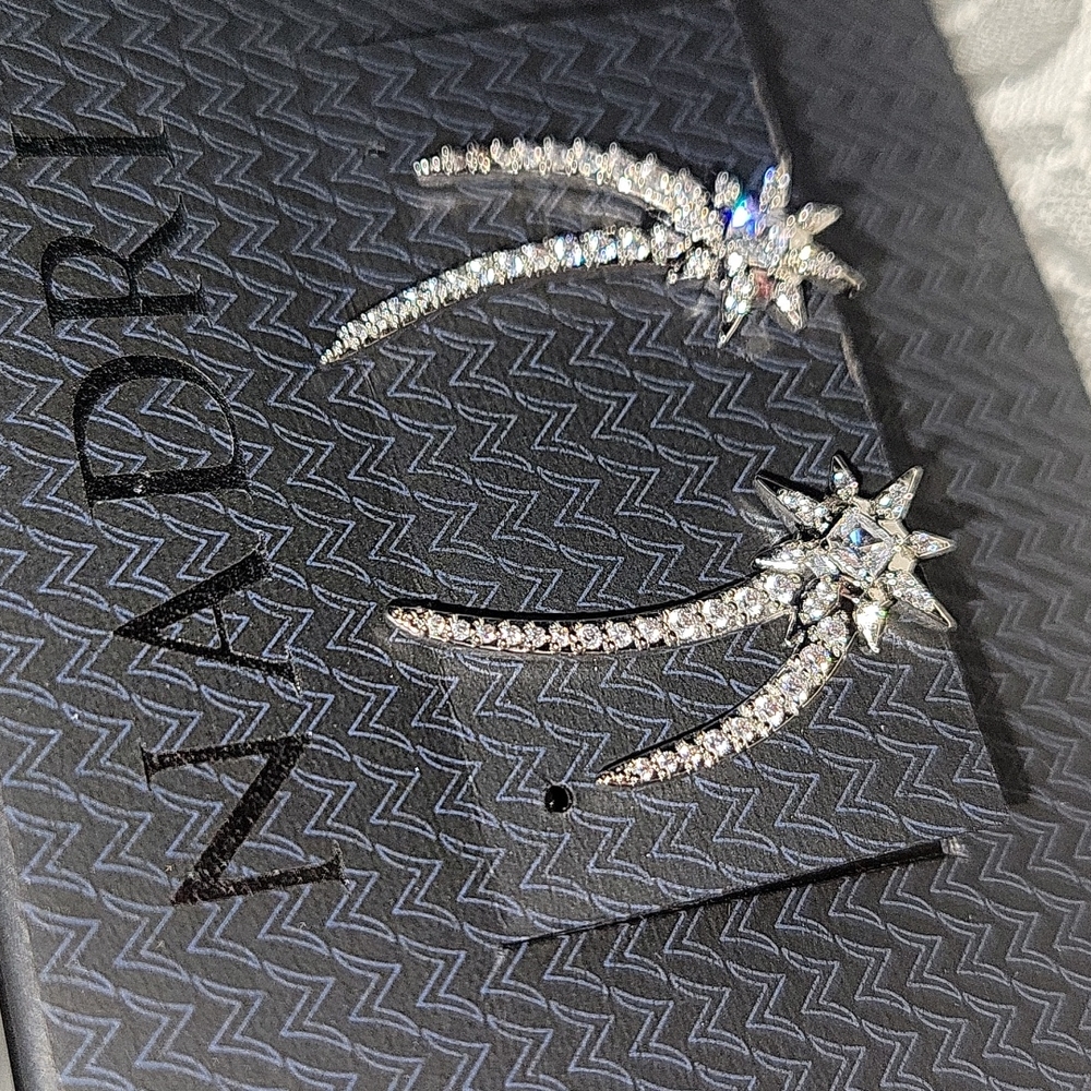 Nadri Starlit Star CZ Climber Earrings - Picture 6 of 10